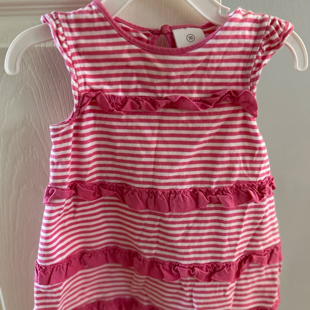 Hanna Anderson Pink & White Stripe Ruffle Dress
